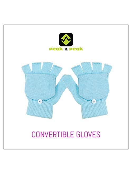 Peak 2 Peak Girls Earmuff and Convertible Fingerless Gloves Cold Weather Set