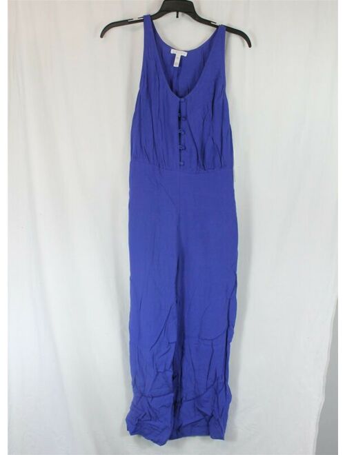 Leith Womens Royal Blue Button Front Sleeveless Jumpsuit Pants Size XxS