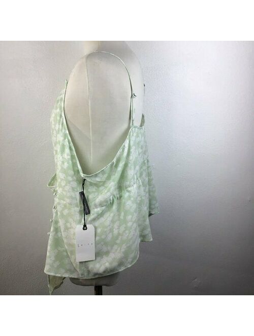 Leith Women's Tank Tops Plus Size Floral Print Wrap Camisole Green Size 3X