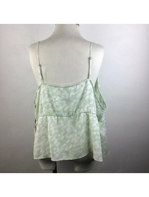 Leith Women's Tank Tops Plus Size Floral Print Wrap Camisole Green Size 3X