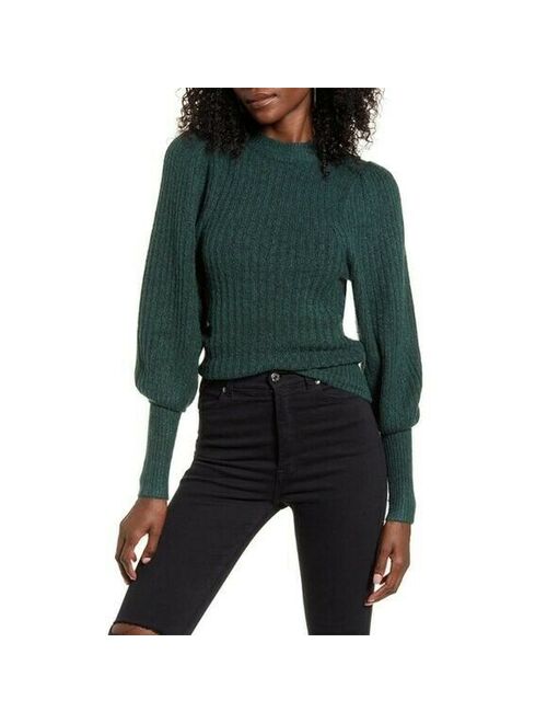 Leith Juliet Slv Knit Sweater Green Bug 2X NEW