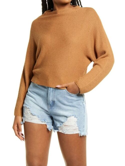 Leith Dolman Sleeve Crop Sweater in Tan Brown X-Small New Nwt Women's Knit Top