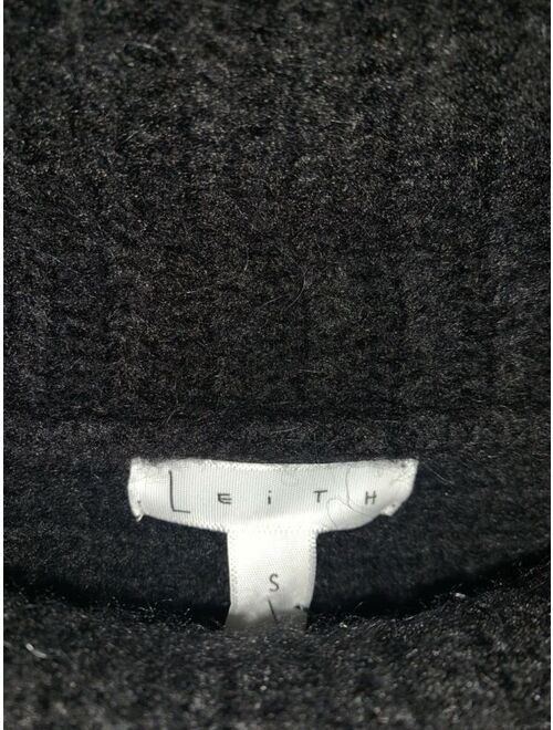 Leith Sz Small Turtleneck Sweater Black Ribbed Dolman Alpaca Blend New Msrp $79