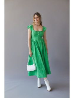 UO Fiona Eyelet Midi Dress
