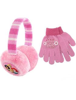 Toddler Winter Earmuffs and Kids Gloves, princess ear Warmers for Girls ages 4-7