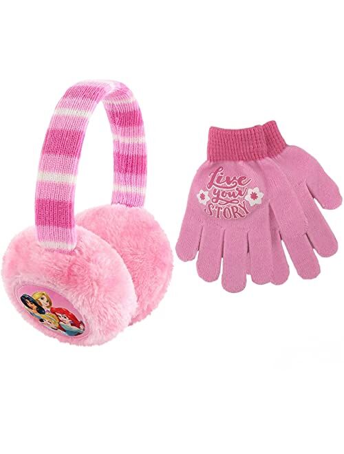 Disney Toddler Winter Earmuffs and Kids Gloves, princess ear Warmers for Girls ages 4-7