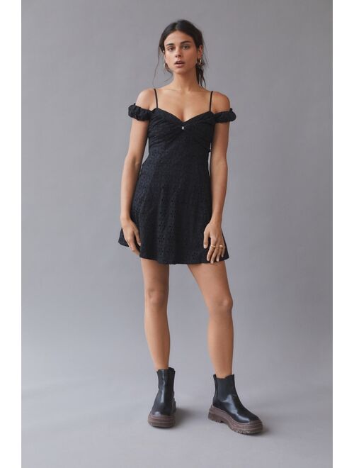 Urban outfitters UO Ivy Eyelet Off-The-Shoulder Mini Dress