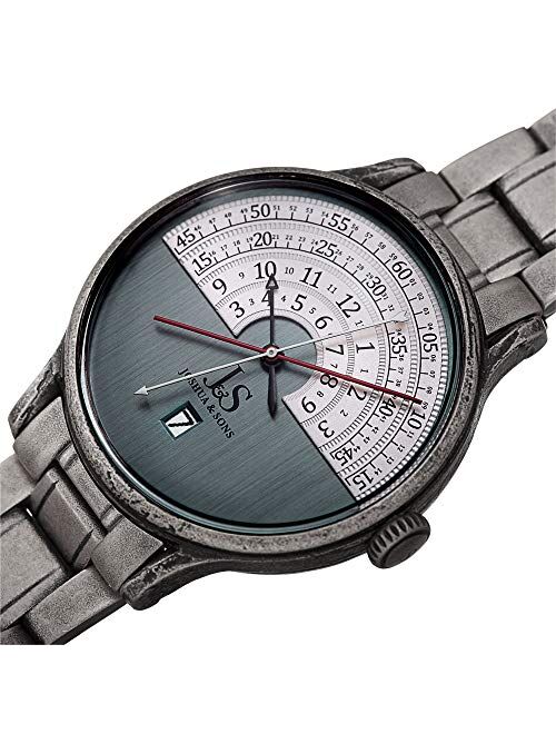 Joshua & Sons Halograph Men's Watch - Unique Round Arc Themed Dial -Date Window on Antique Finish Stainless Steel Bracelet- JX153