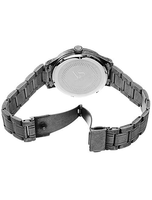 Joshua & Sons Halograph Men's Watch - Unique Round Arc Themed Dial -Date Window on Antique Finish Stainless Steel Bracelet- JX153