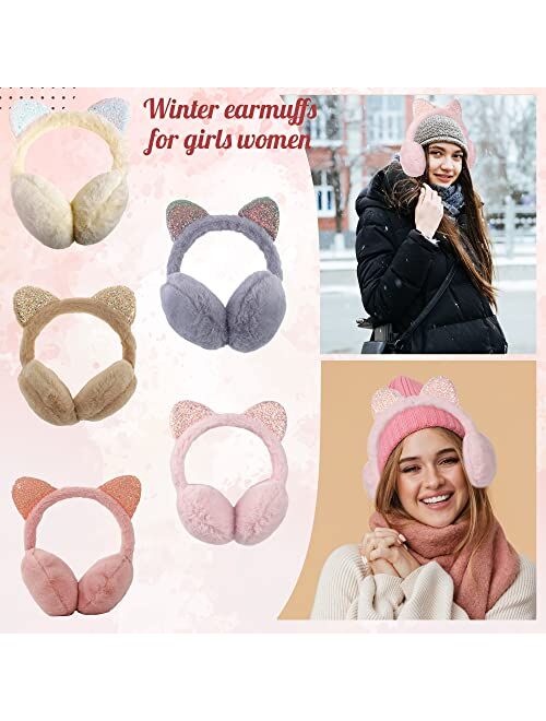 ZIIVARD Ear Muffs for Girl Women Winter Ear Warmers Cute Furry Plush Headband Earmuff