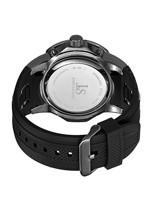 Joshua & Sons Men's Chronograph Watch - 3 Subdials with Date Window On Comfortable Silicone Strap - JS50