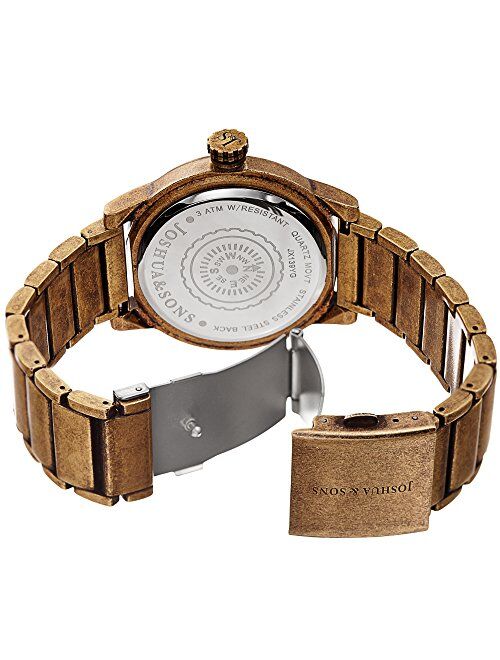 Joshua & Sons Heavy Duty Rugged Men’s Watch – Explorer Style with Built in Compass – Unique Rotating Wheel Display On Rustic Link Bracelet - JX139