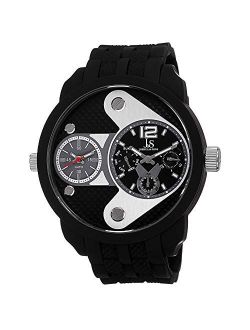 Men's Colored Dual Time Zone Watch - Swiss Quartz Watch with Unique Design On Silicone Strap - JS52