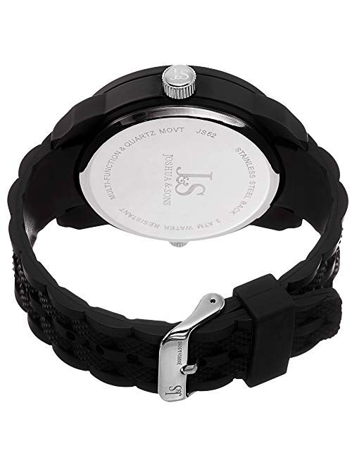 Joshua & Sons Men's Colored Dual Time Zone Watch - Swiss Quartz Watch with Unique Design On Silicone Strap - JS52