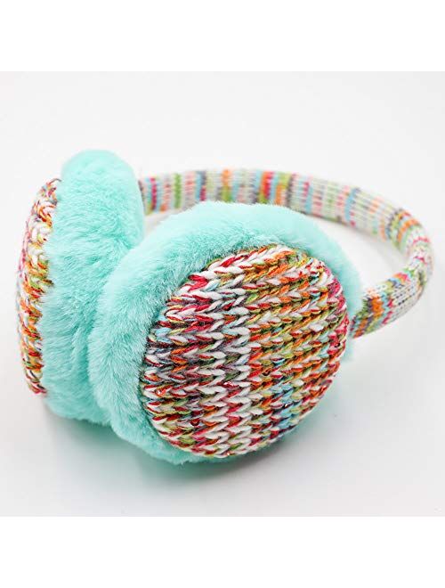 Chuangli Glitter Crystal Cat Ears Winter Earmuffs Warm Plush Ear Warmers for Women Girls