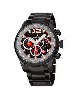 JX134 Stainless Steel Chronograph Mens Watch Chain Bracelet, Multi Function 60 Second, 60 Minute, 24 Hour and Date, 3D Style Dial