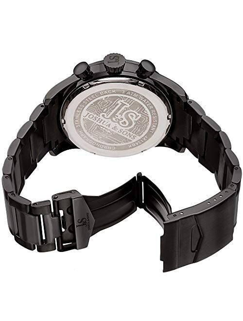 Joshua & Sons JX134 Stainless Steel Chronograph Men’s Watch – Chain Bracelet, Multi Function 60 Second, 60 Minute, 24 Hour and Date, 3D Style Dial