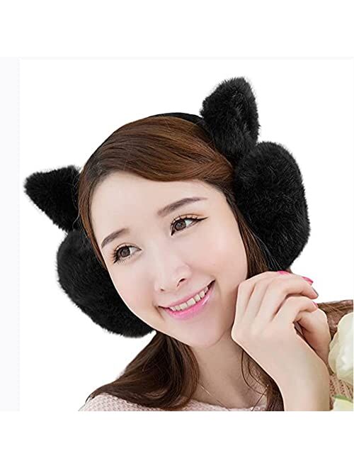 Warm Faux Furry Earmuffs Winter Cute Cat Kitten Ear Cover Outdoor Ear Warmer For Girls Women