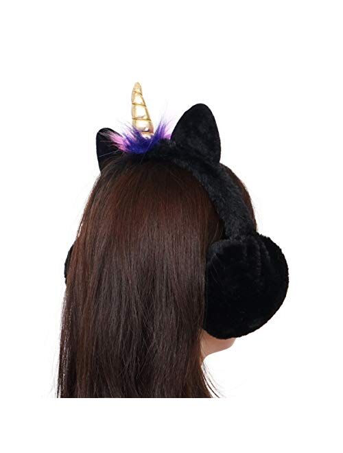 TENDYCOCO Unicorn Headband Winter Earmuffs Unicorn Ear Warmers Ear Covers for Cold Weather