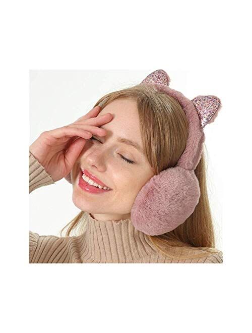 ZYXLN-Earmuffs,Earmuffs for Women Warm Earmuffs Cute Cartoon Ears Windproof Earmuffs Adjustable Solid Color Earmuffs Winter Outdoor Earmuffs (Color : Pink)