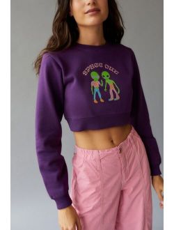 UO Spaced Out Cropped Crew Neck Sweatshirt