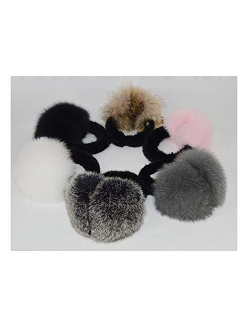 Tebapi Winter Big Fox Fur Earmuffs Women Fluffy Natural Fox Fur Earmuff Girls with Mink Fur Ear Muff Earlap