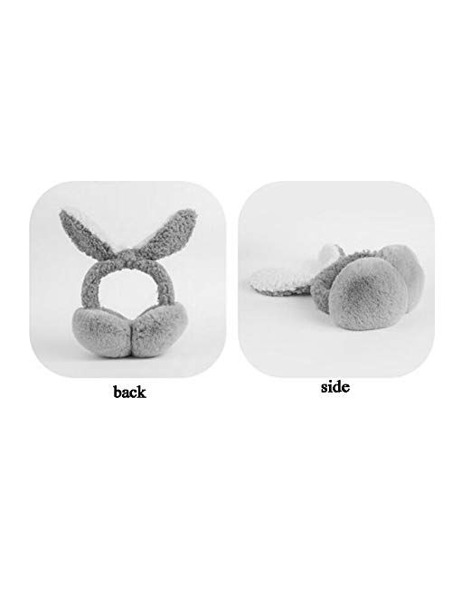 ZYXLN-Earmuffs,Ear Warmers for Women/Cute Girl Foldable Winter Outdoor Earmuff Imitation Rabbit Fur Plush Hair Fluffy Earmuffs Cold Weather Eramuffs (Color : Light Pink)
