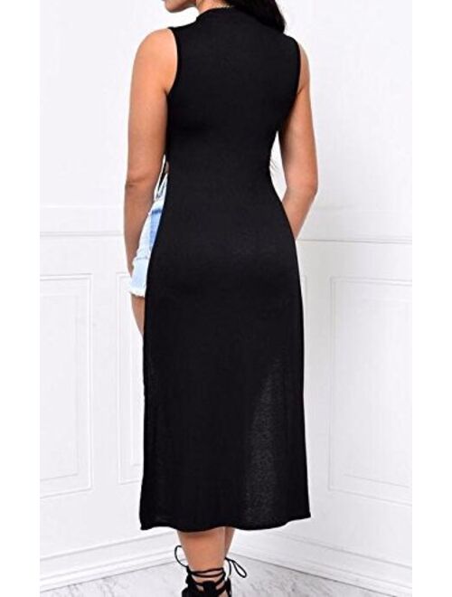 Aro Lora Women's Sexy Mesh Slit Bodycon Bandage Party Midi Club Dress