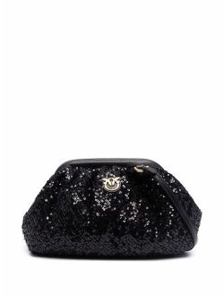 Love sequined clutch bag