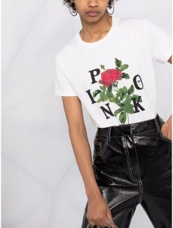 embellished-logo rose-print T-shirt