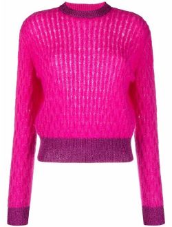 two-tone cable-knit jumper