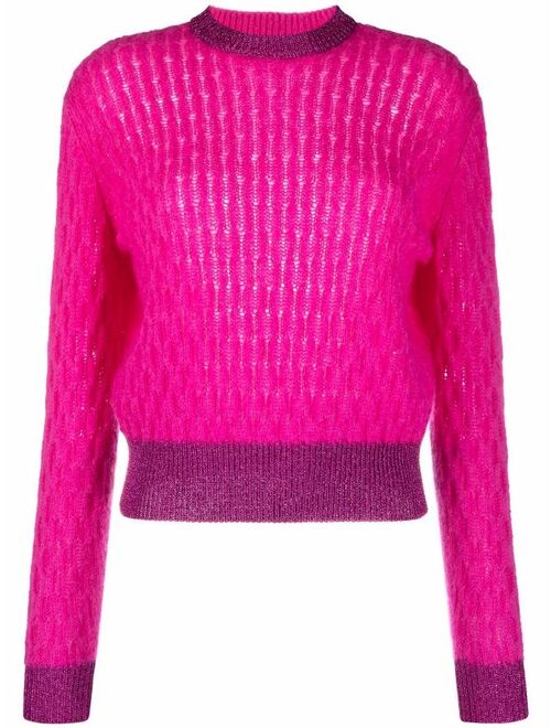 Pinko two-tone cable-knit jumper