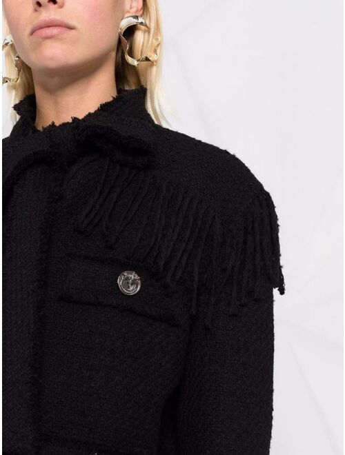 Pinko fringe-detail tweed jacket