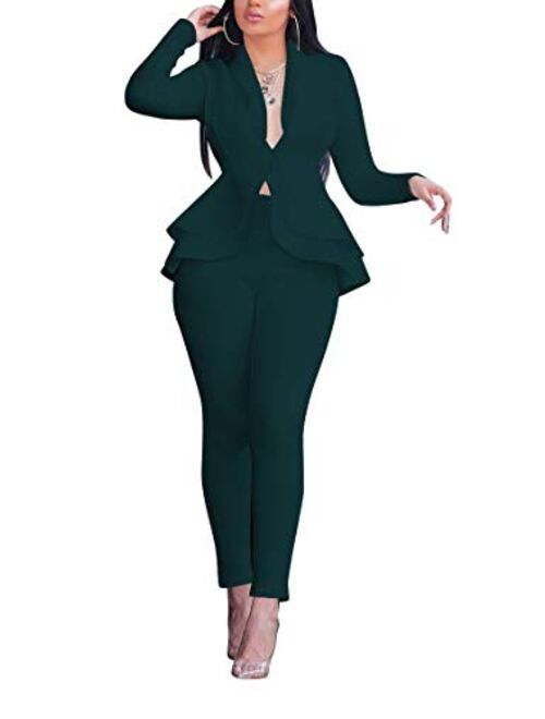 Jessica London Women's Plus Size Single Breasted Pant Suit Set