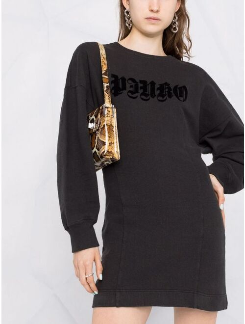 Pinko logo-appliqué puff-sleeve minidress