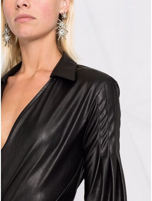 Pinko faux-leather wrap-style bodysuit