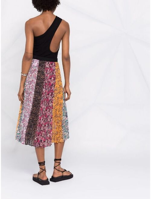 Pinko floral-print plisse pleated midi skirt