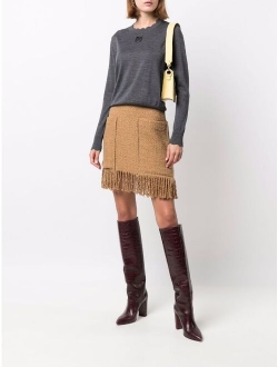frayed-edge boucl skirt