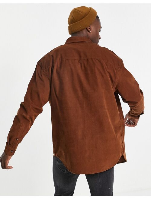 Asos Design 90s oversized cord shirt in brown