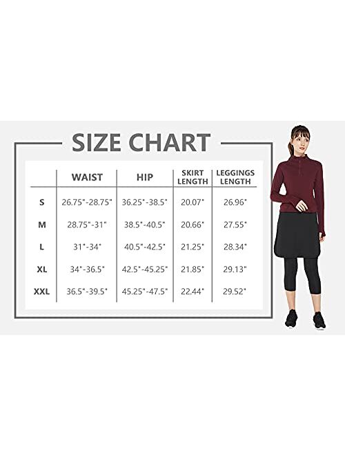 Cityoung Capri with Skirt Attached for Women Athletic Skirt with Leggings Skirt Leggings Modest Skirt Leggings for Women