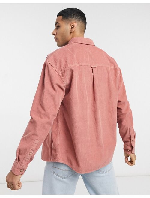 Asos Design '90s oversized cord shirt in pink