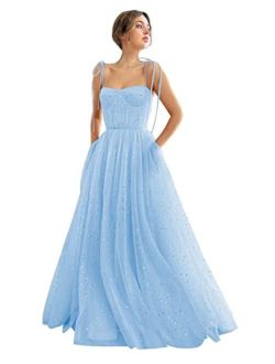 Starry Tulle Puffy Sleeve Prom Dress Long with Slit Sparkle V Neck Ball Gown A Line Formal Evening Gowns