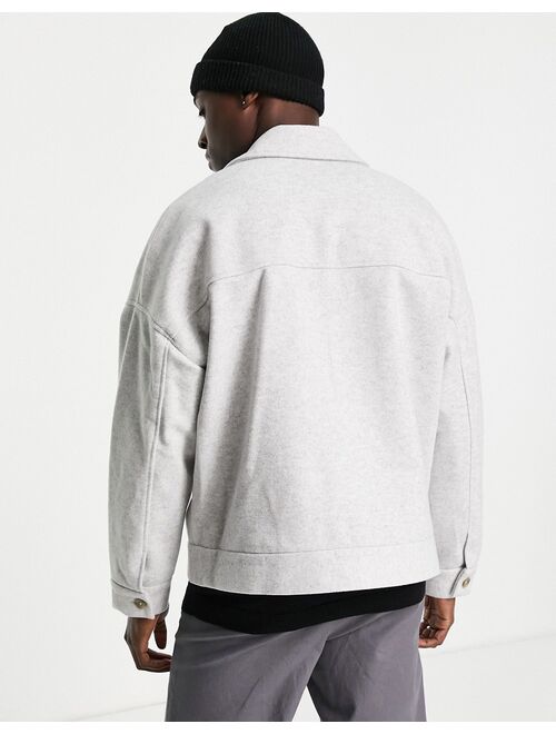 Asos Design oversized wool mix shacket in gray