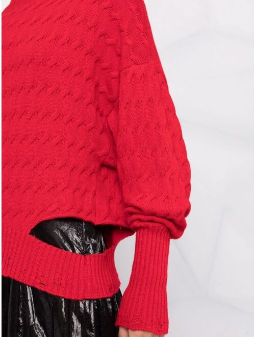 Pinko cut-out detail cable-knit jumper