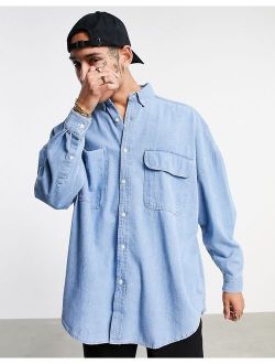 oversized denim shirt in vintage mid wash blue