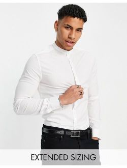 skinny fit shirt with band collar in white
