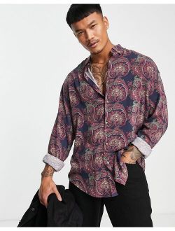 90s oversized shirt in vintage inspired paisley print