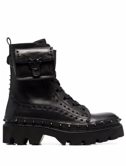 Pinko pouch-detail studded combat boots