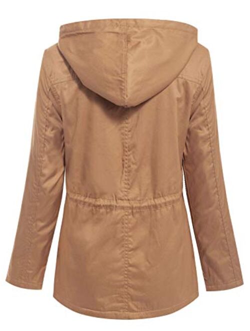 MixMatchy Women's Winter Faux Fur Lined Front Zip Up Camo Short Coat Jacket