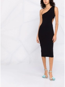 asymmetric sleeveless midi dress